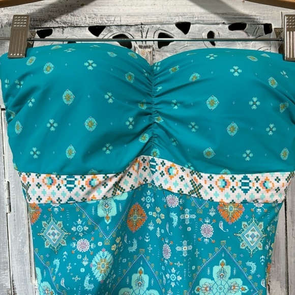 NWOT Seafolly Inka Gypsy Bandeau Maillot One Piece Swimsuit Eden Blue - Picture 3 of 12